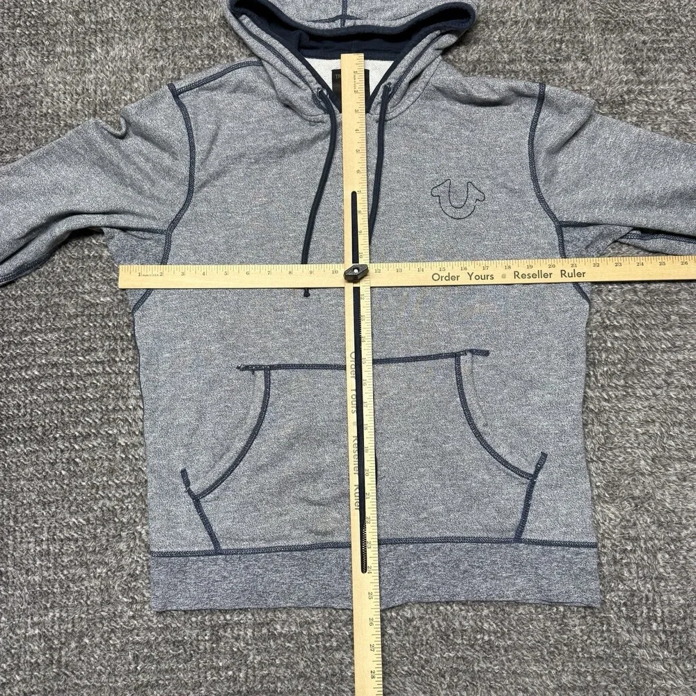 Vintage True Religion Hoodie Mens Medium M Gray Cotton Knit‎ Horseshoe Logo